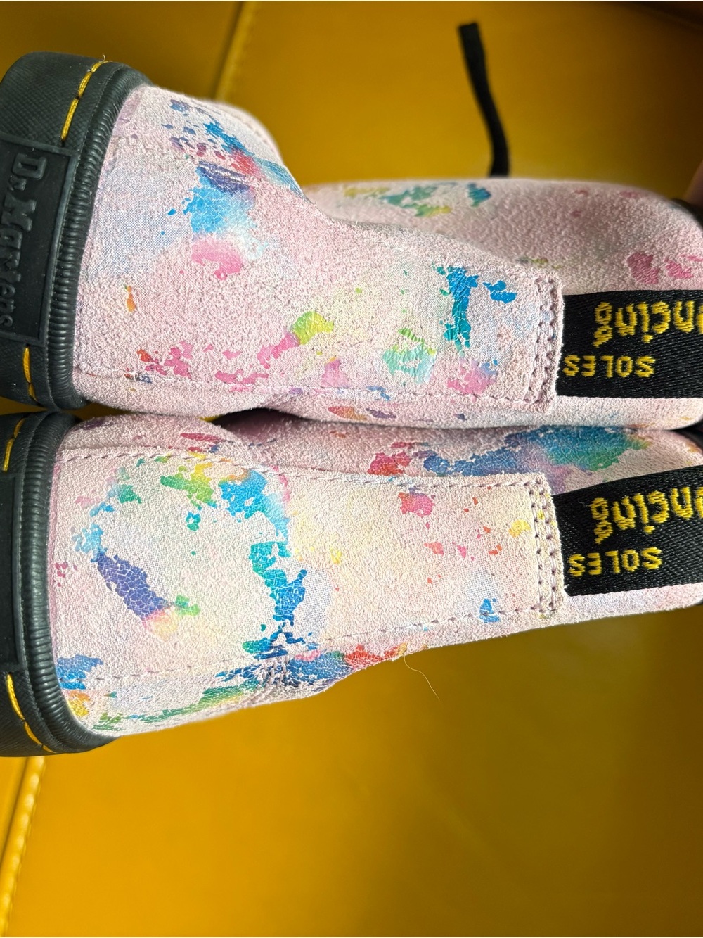 Dr. Martens Pink Multi-Color Paint-Splatter Lace-Up Boots - Picture 6 of 7